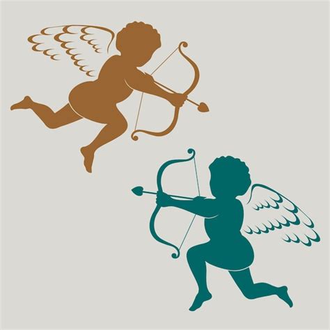 Silhouette De Cupidon Avec Arc Et Flèche Vecteur Premium