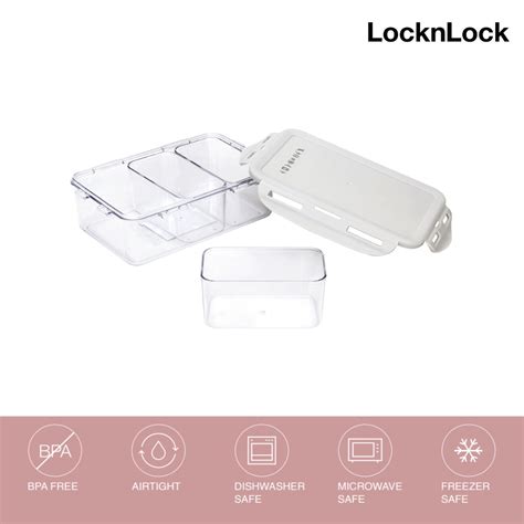 LocknLock Official 1L Bisfree Grey Stackable Food Container With