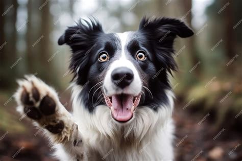 Premium Ai Image A Delightful Border Collie Pleading With Its Paws