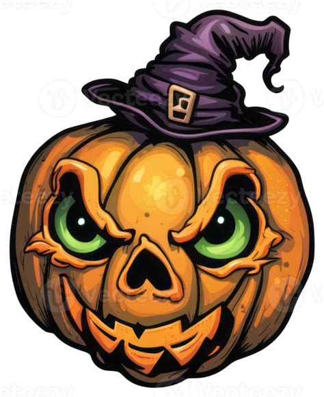 Creepy Pumpkin Halloween Sticker Design 27249782 PNG