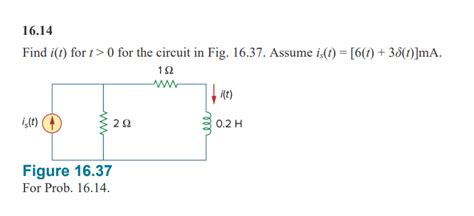 Solved 16 14 Find I T For T 0 For The Circuit In Fig Chegg