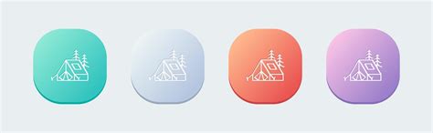 Tent Line Icon In Flat Design Style Camping Signs Vector Illustration