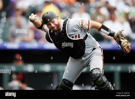 San Francisco Giants Catcher Stephen Vogt Throws To First Base After