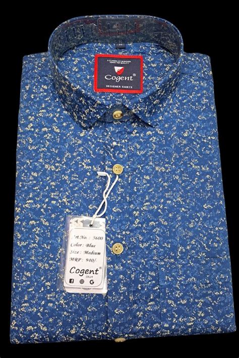 Printed Blue Men Cotton Shirt Casual Full Sleeves At Rs 450 In Kanpur