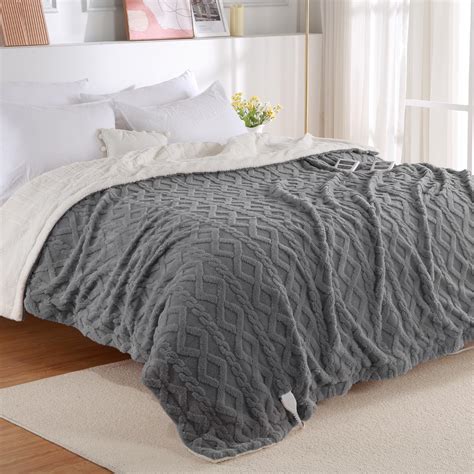 Caromio Electric Blanket Queen Size Dual Control Thick Tufted Sherpa