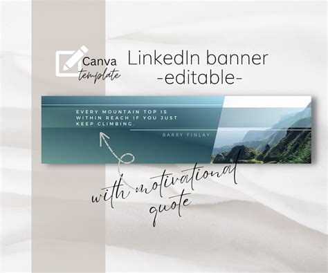 Linkedin Banner Professional With Motivational Quote, Gradient Background Mountains, Canva ...