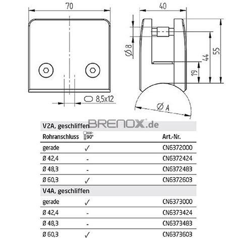 Glashalter Eckig X Mm V A Edelstahl Geschliffen