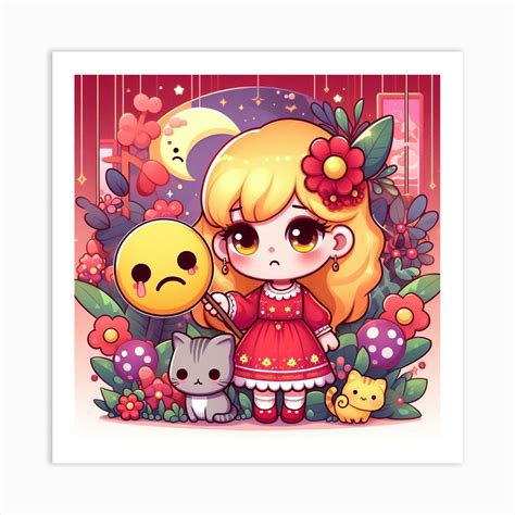 Emoji Girl 2 Art Print by Chaotic - Fy