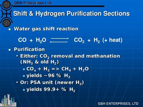 Water Gas Shift & Hydrogen Purification Section Flowsheet