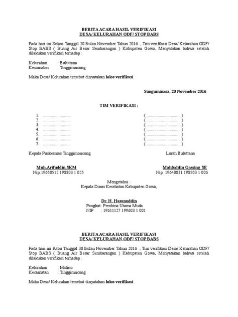 Rekomendasi Contoh Berita Acara Verifikasi Data Wajib Tahu Guna The