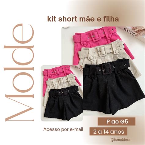 Molde kit short mãe e filha Franciele Souza Hotmart