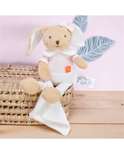 Pantin lapin rose en coton bio avec doudou personnalisé BABY NAT