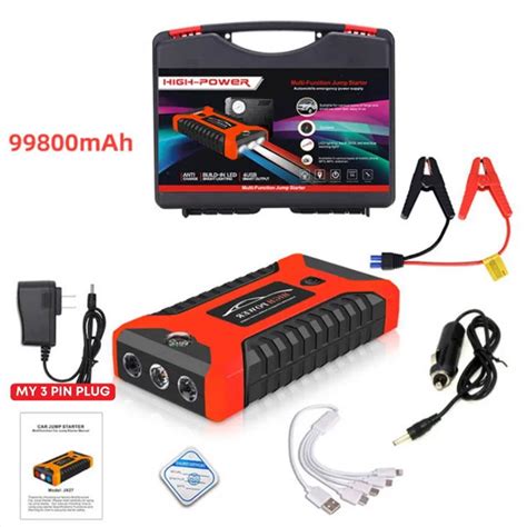 Car Jump Starter5000a Peak 99800mah Battery Jump Starter With Usb Quick Chargefor All Gas Or