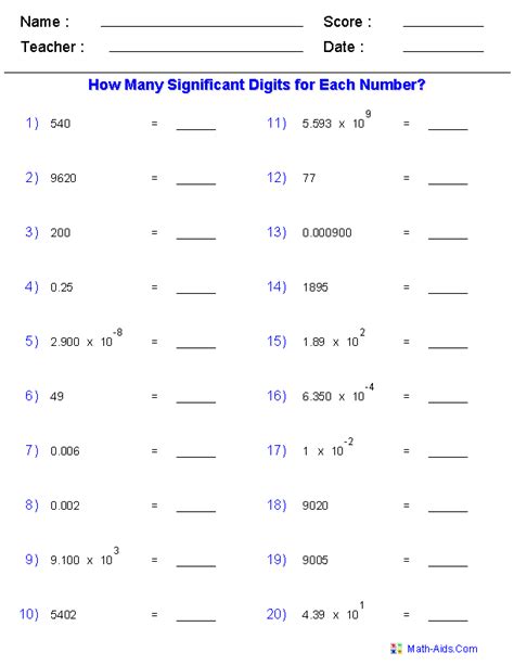 Sig Fig Practice With Answers