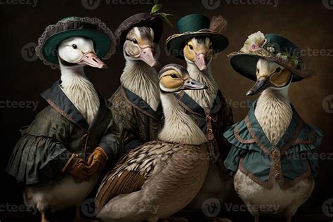 ducks animals dressed in victorian era clothing illustration 23945282 ...