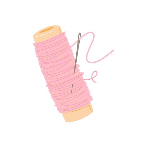 Thread with needle. Sewing element. Vector hand drawn illustration ...