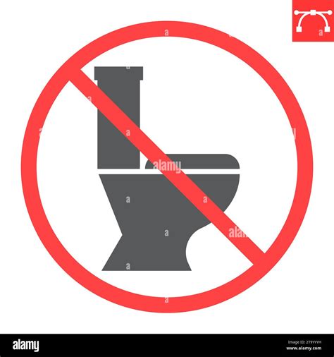 No Toilet Glyph Icon Prohibition And Forbidden No Wc Sign Vector