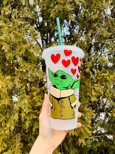 Baby Yoda Starbucks Cold Cup Venti Reusable Cup Etsy