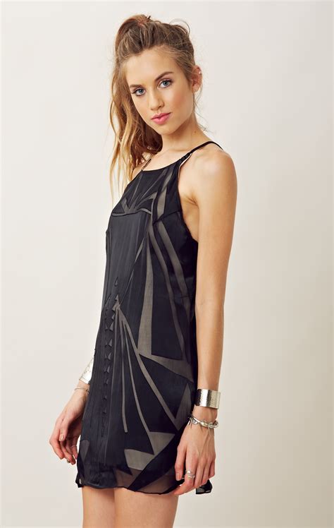 Myne Sheer Panel Silk Slip Dress In Black Lyst