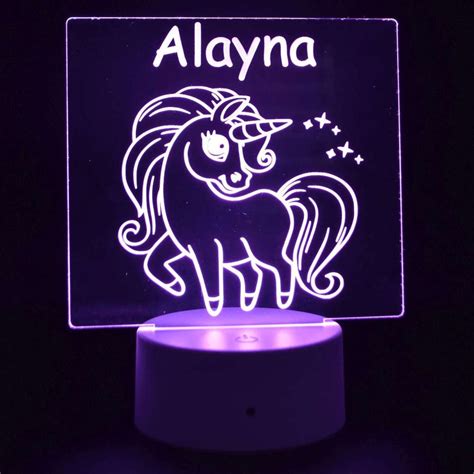 Personalized Unicorn Night Light Kids 16 Color Remote Controlled Led