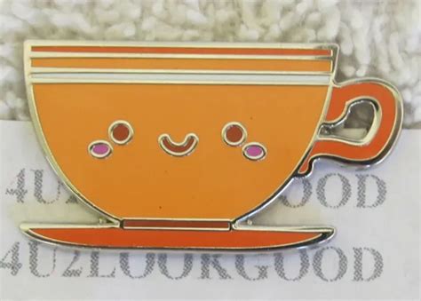 Disney Kingdom Of Cute Mad Tea Party Orange Tea Cup With Smile Mystery