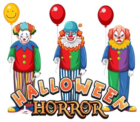 Conception De Texte Halloween Horror Avec Des Clowns Effrayants