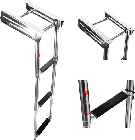 Nicedd 3 Step Boat Ladder Marine Ladder Telescoping Ladder Under