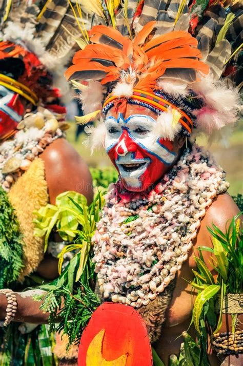 Smiling Woman In Costume In Papua New Guinea Editorial Photo Image Of