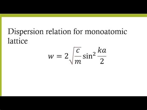 Dispersion Relation Of Monoatomic Lattice Dispersion Relation Of