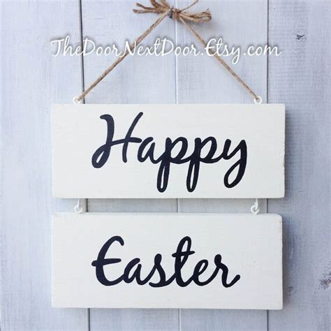 Happy Easter Sign Easter Door Hanger Easter Wooden Sign