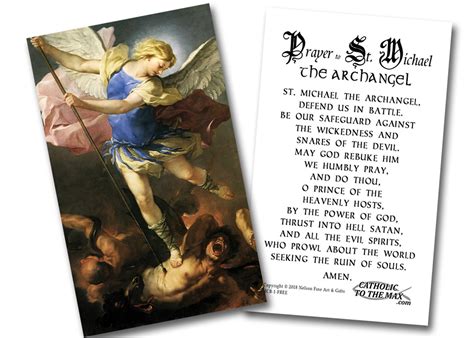 St Michael The Archangel Prayer Card Printable Cards