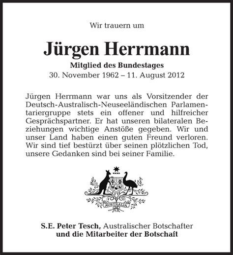 Traueranzeigen von Jürgen Herrmann Tagesspiegel Trauer