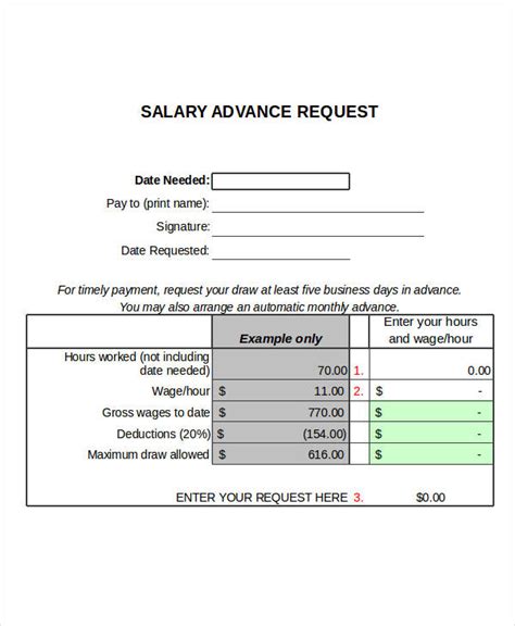 Pay Advance Agreement Template Pdf Template