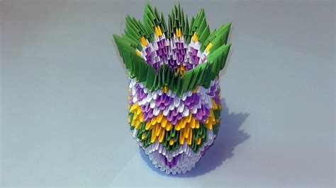 3d Origami How To Make A Vase Modular Origami Tutorial Youtube