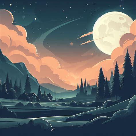 ArtStation - Digital art style vector background lanscape mountains ...