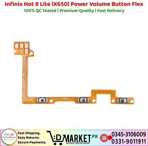 Infinix Hot 8 Lite X650 Power Volume Button Flex 2025 Exclusive