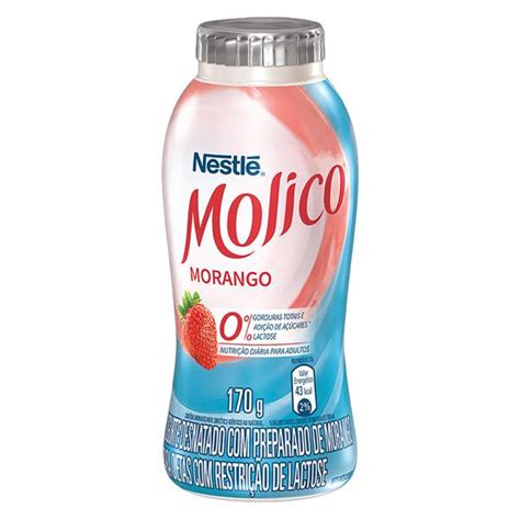 Iogurte Desnatado Morango Zero Lactose Nestlé Molico Frasco 170g