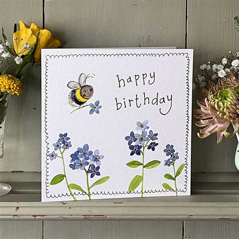 Bee And Forget Me Not Birthday Card Alex Clark Art