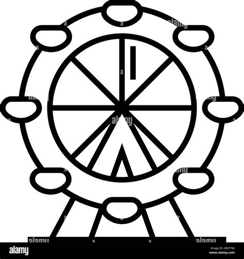 Big Wheel Line Icon Concept Sign Outline Vector Illustration Linear