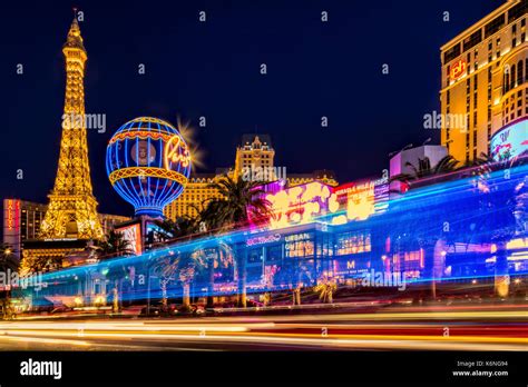 Las Vegas Strip Light Show Light Streaks From Vehicular Traffic In