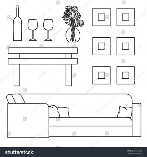 Sketch Set Isolated Furniture Vector Illustration Stock Vector (Royalty Free) 755636998 ...