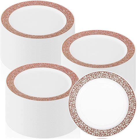 Amazon Skylety 100 Pcs Rose Gold Plastic Plates 6 Inch Lace