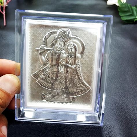 Pure Silver Radha Krishna Photo Frame Silver Metal Photo Frame