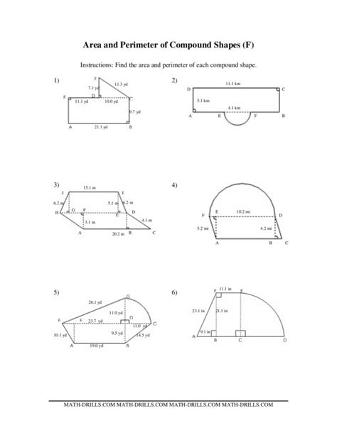 Composite Figure Area Worksheets