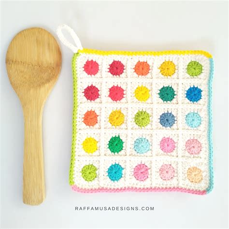 Crochet Pattern Scrappy Dots Potholder Scrap Busting Hot Etsy