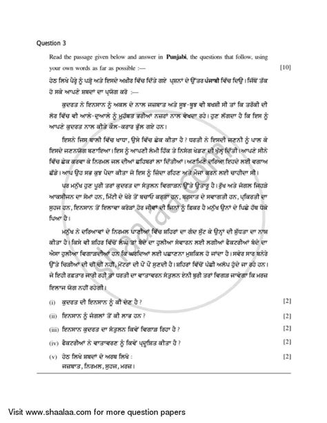 Punjabi English Medium Icse Class Set Specimen