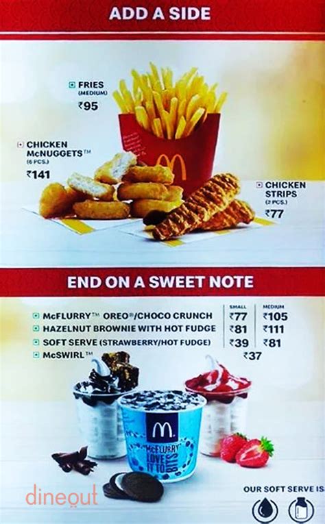 Menu Of Mcdonalds Colaba Mumbai Dineout Discovery