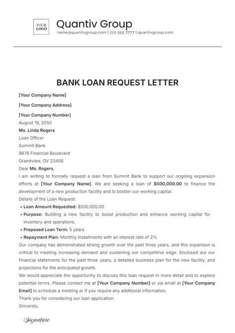 Free Bank Loan Request Letter Template Edit Online And Download