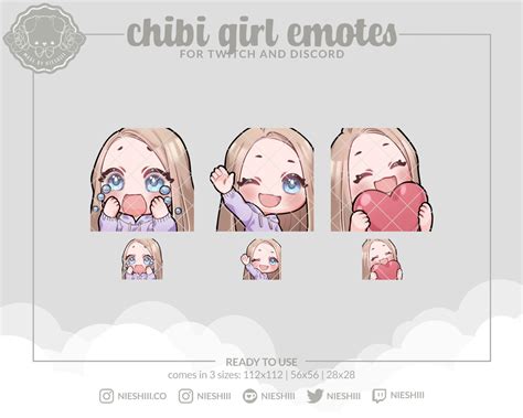 Blonde Hair Blue Eyes Chibi Girl Twitch Emote Kawaii Etsy