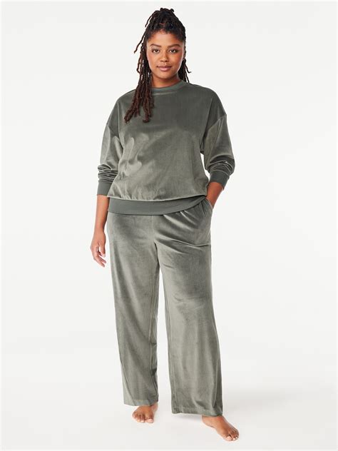 Joyspun Womens Ribbed Velour Top And Pants Pajama Set With Oversized